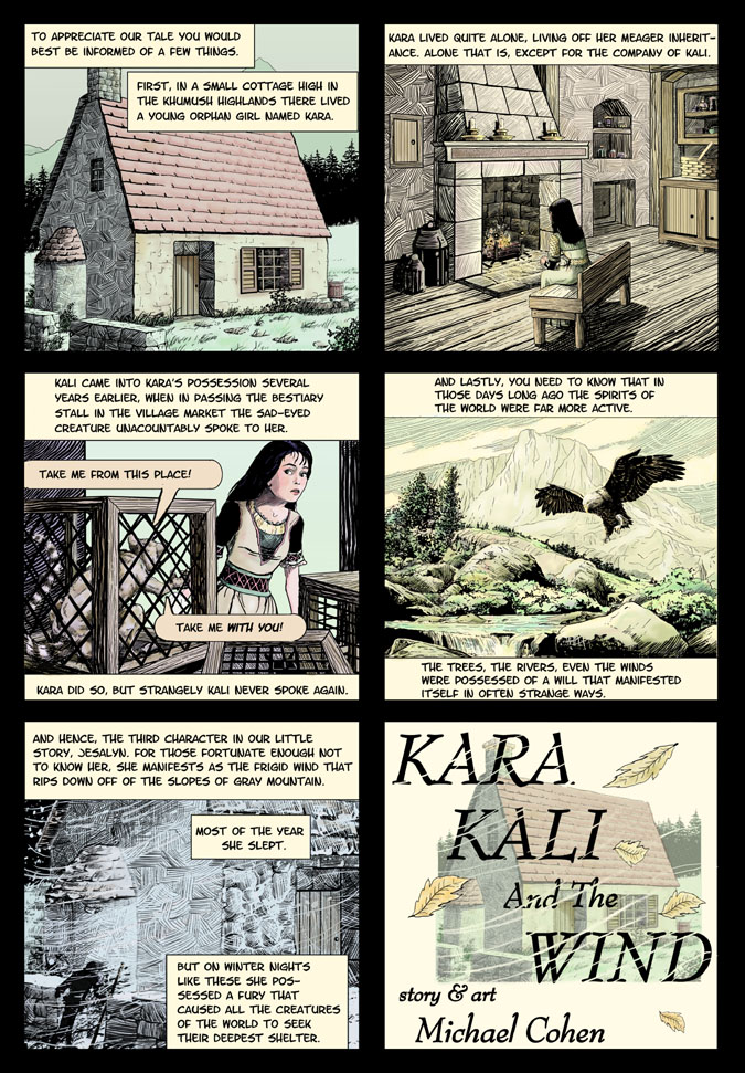 Kara, Kali and the Wind, art and story by Michael Cohen, all rights reserved.